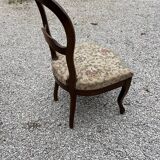 Set of 4 walnut armchairs and table, 19th century