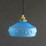 Old pendant lamp in blue translucent glass - circa 1930 - delivered with