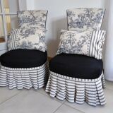 Paire de fauteuils ancien entièrement restaurée Toile de Jouy