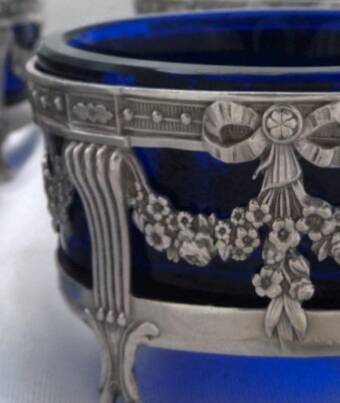 Paire de salerons en argent massif - Orfèvre Léon Lapar 1880