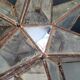 Metal and mercury glass star pendant lamp - 18 branches