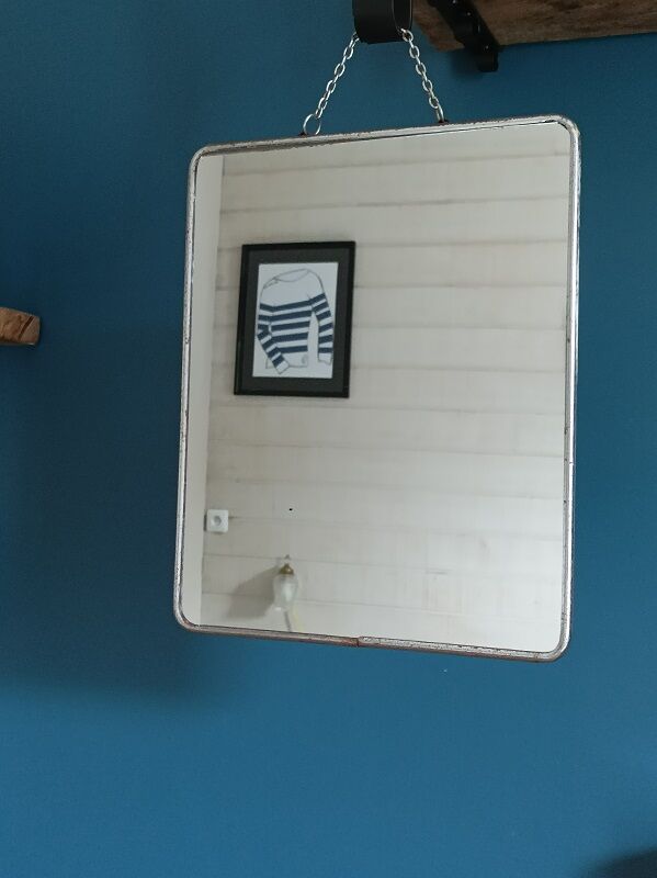 Barber mirror surround patinated chromed metal