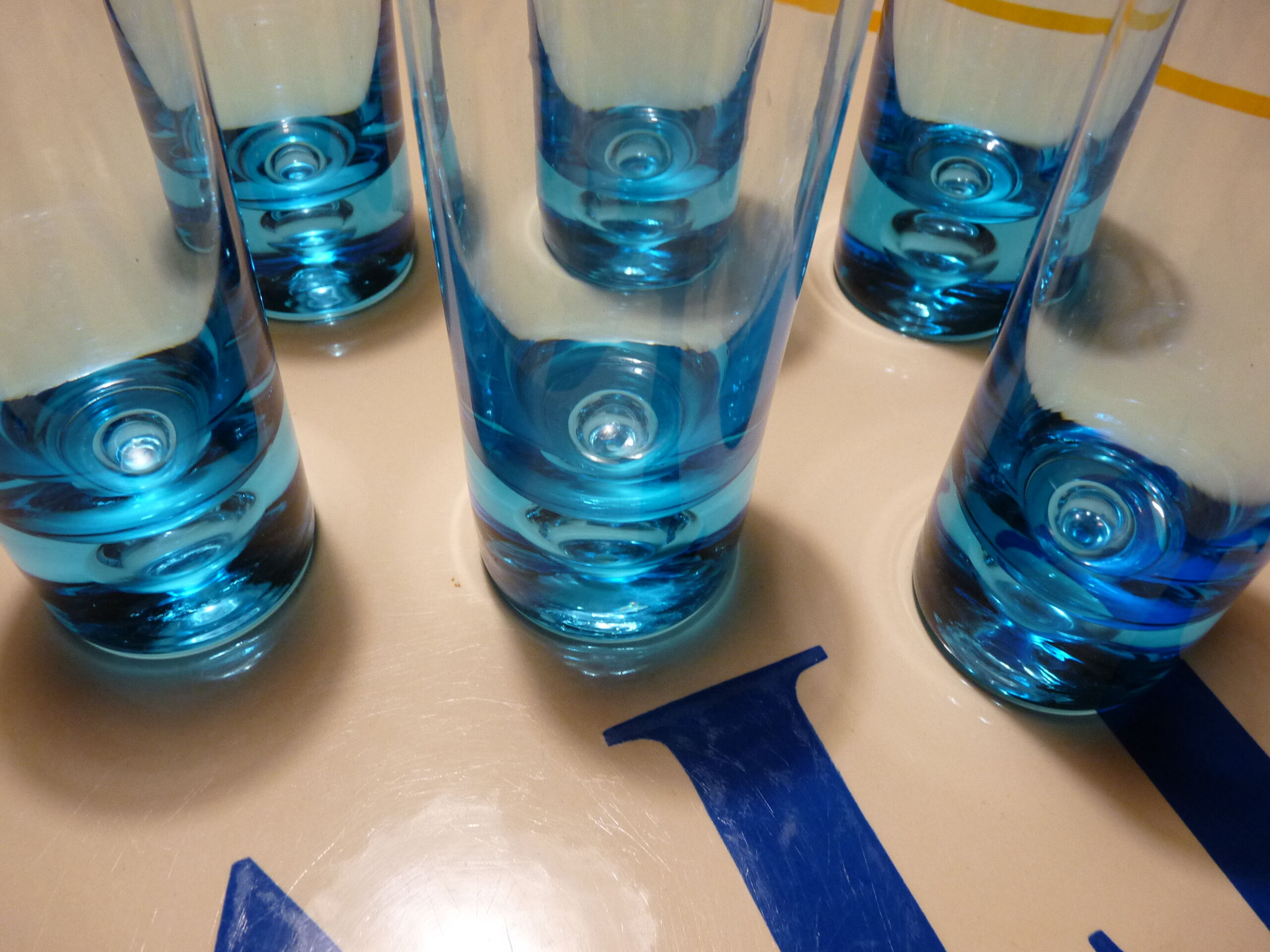 Verres a orangeade coktail bleus turquoise vintage