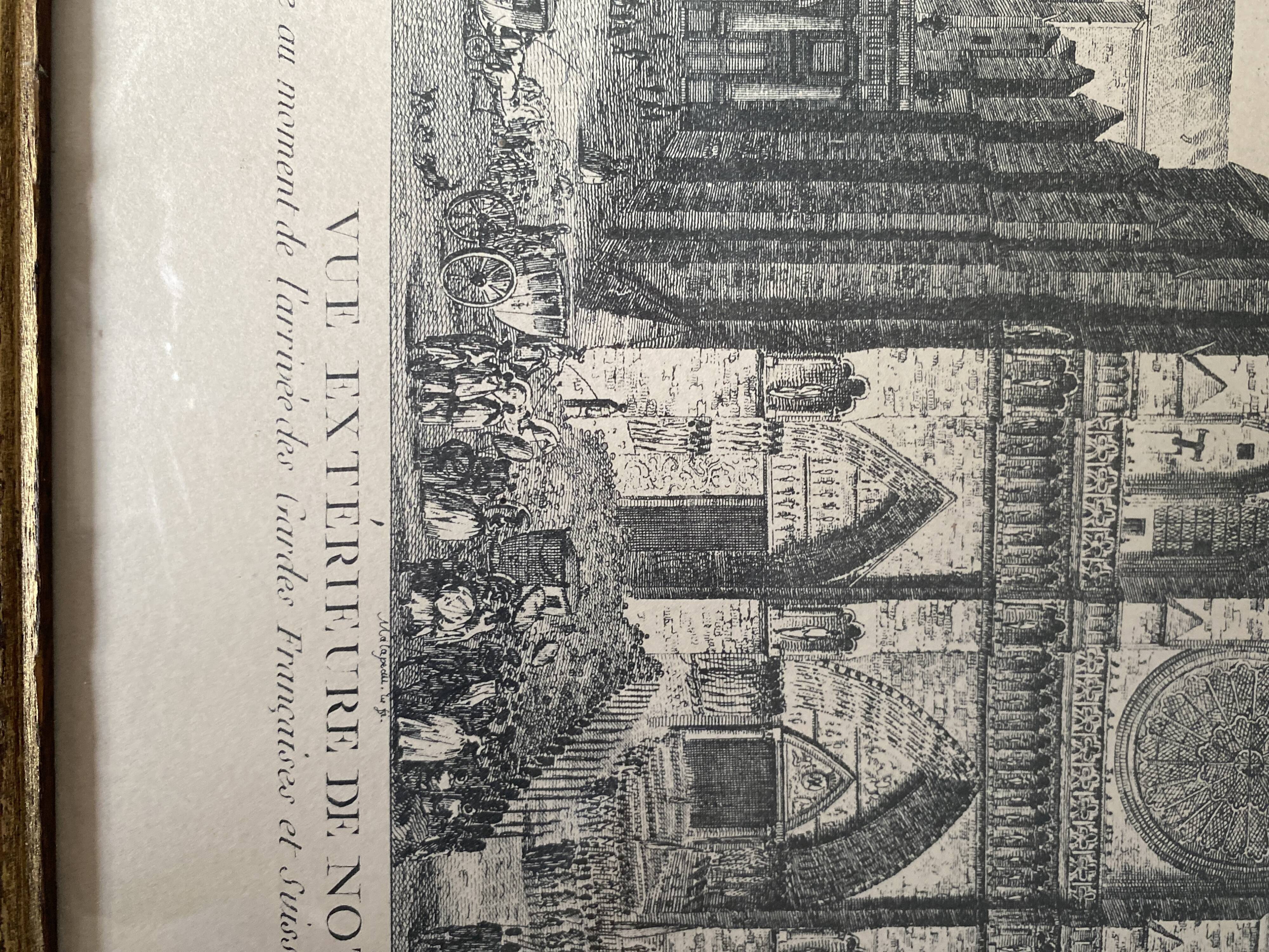 Paris 19th engraving, glass frame