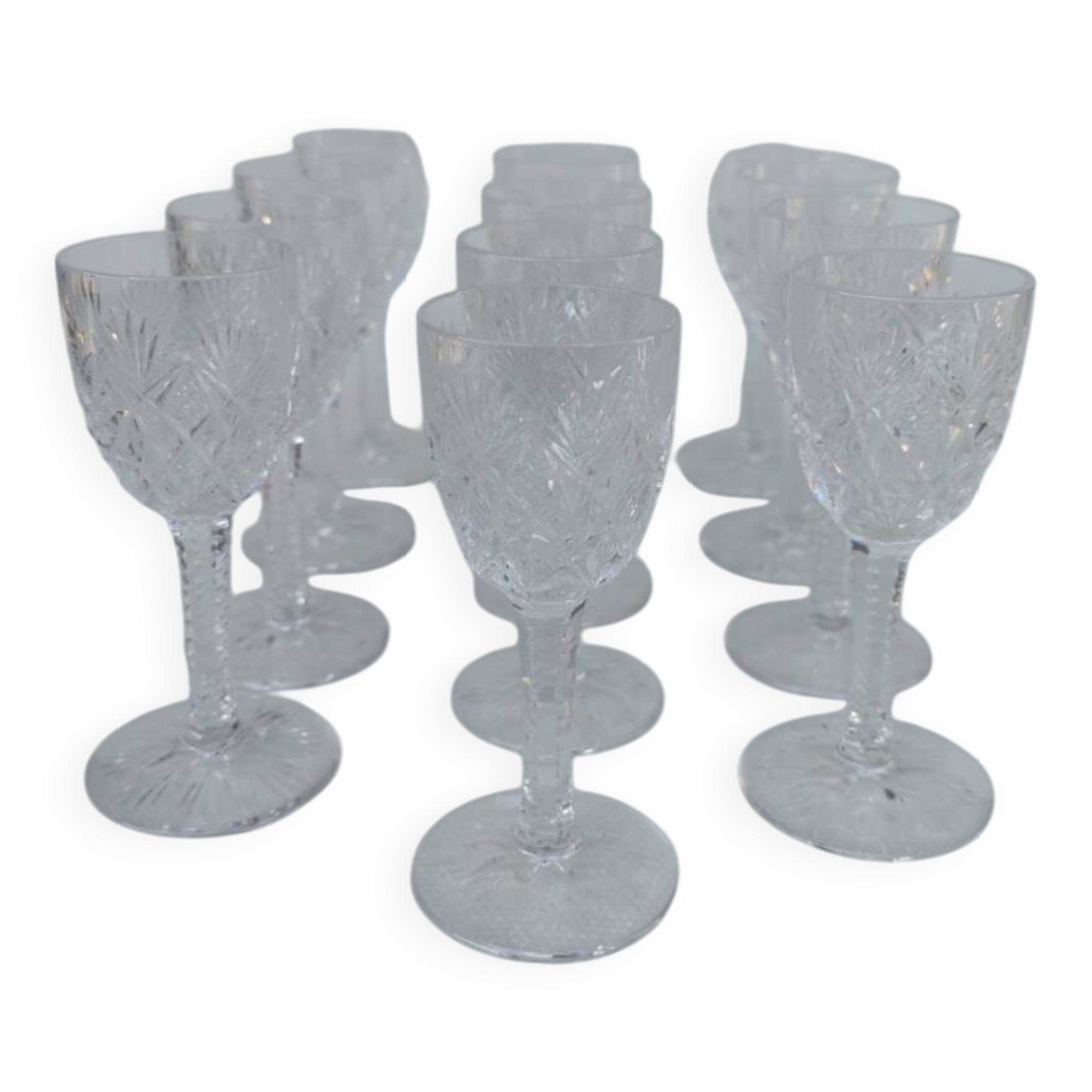 12 Saint Louis crystal liqueur glasses, Florence model.