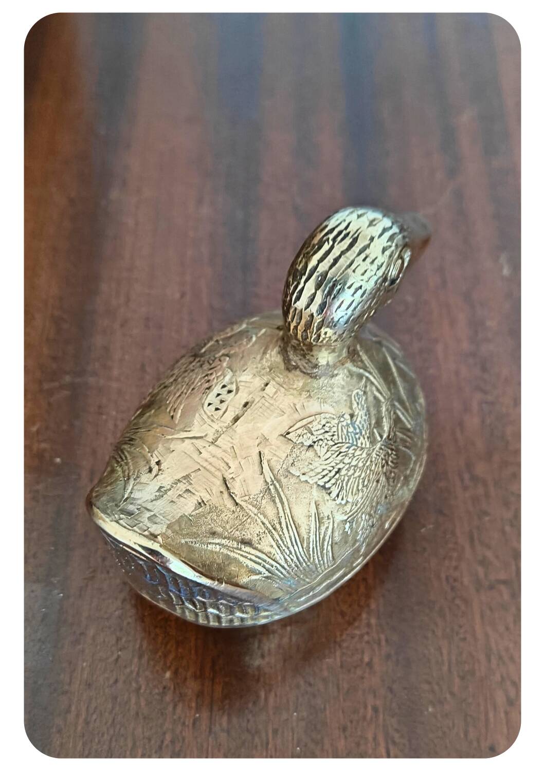 Vintage Solid Brass Duck-Shaped Jewelry Box