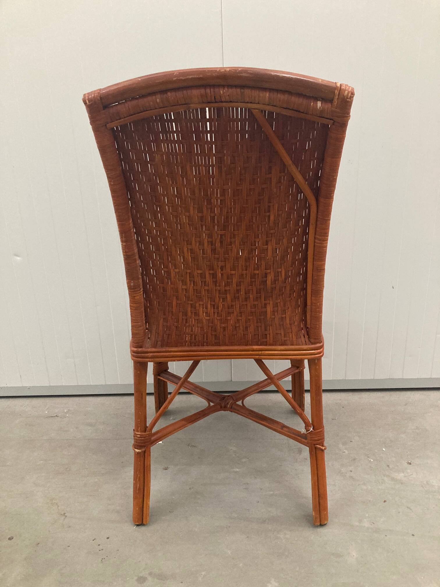 Vintage tropical boho rattan dining chairs