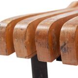 Industrial bench with seating and slatted back - 1950s