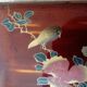 Old lacquered jewelry box with Asian decoration bird, flower, bee