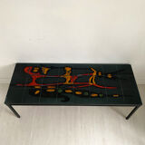 60's enamelled ceramic and metal coffee table