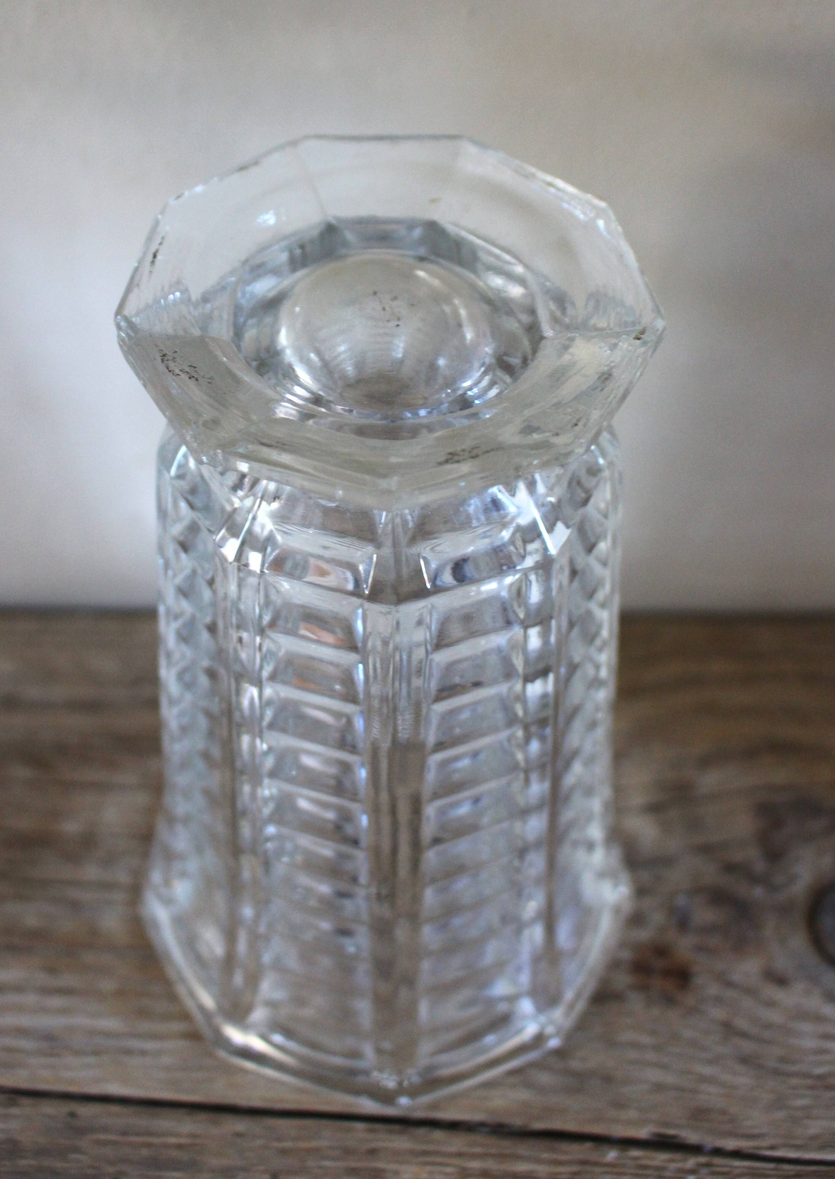 Vintage transparent cut glass pedestal vase