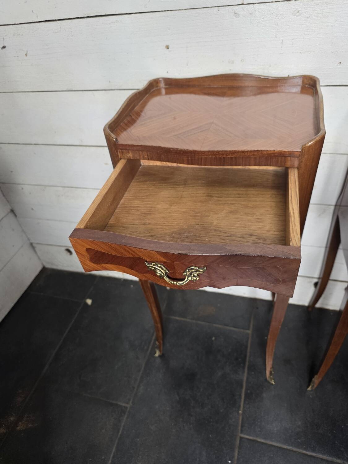 Pair of Louis XV style bedside tables in marquetry