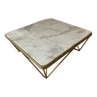 Marble and brass coffee table