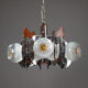 Mazzega chandelier in murano glass, chrome and wood, 1970's