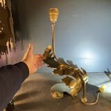 Hollywood Regency style "Leaf" table lamp in gilded bronze 1970s