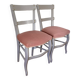 Pair of chairs in gray wood and pink velvet Louis XV style