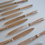 12 art deco table knives silver metal 25 cm monogram AR