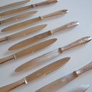 12 art deco table knives silver metal 25 cm monogram AR