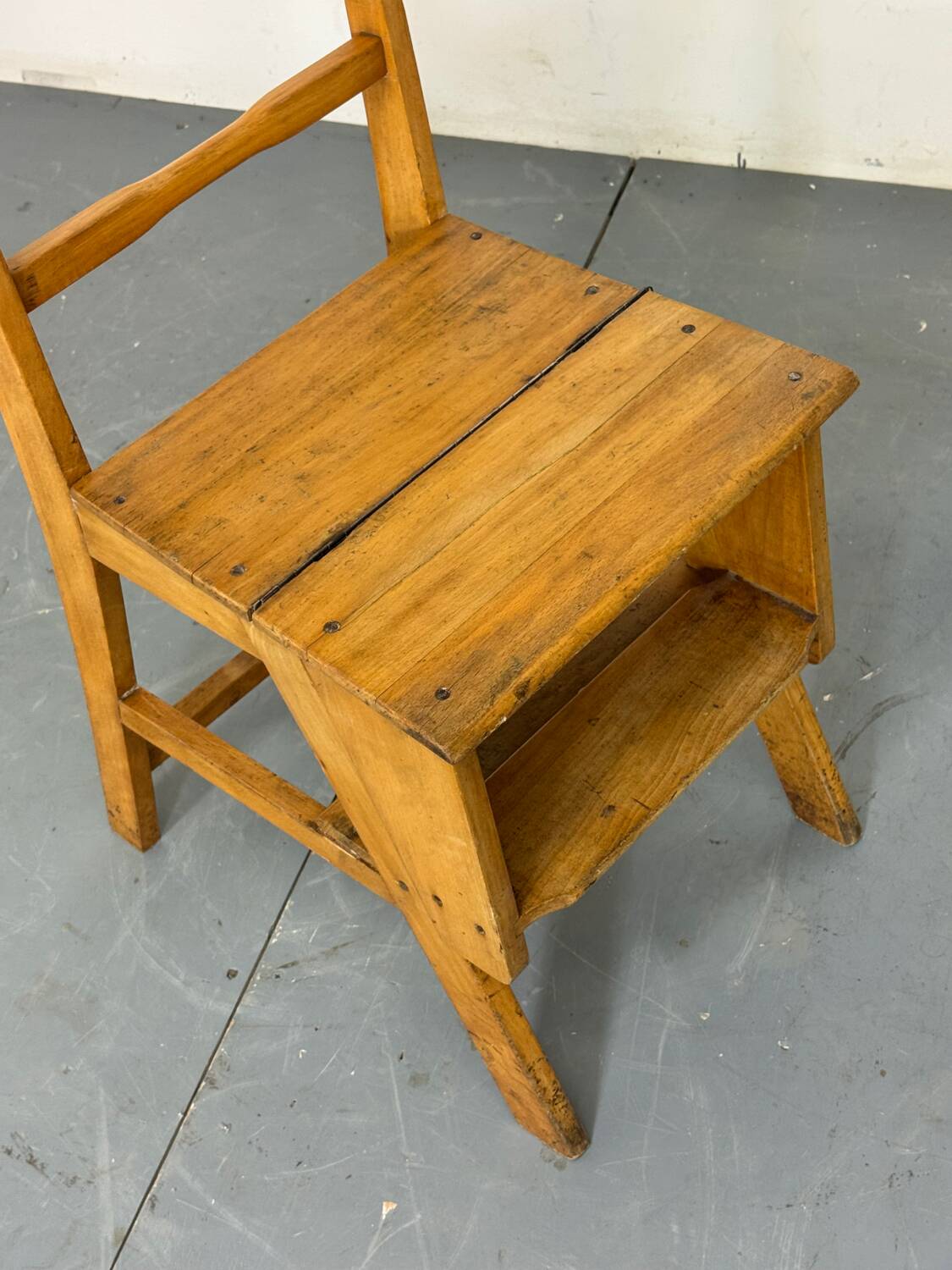 Vintage aesthetic Metamorphic library stairs chair, 1930s