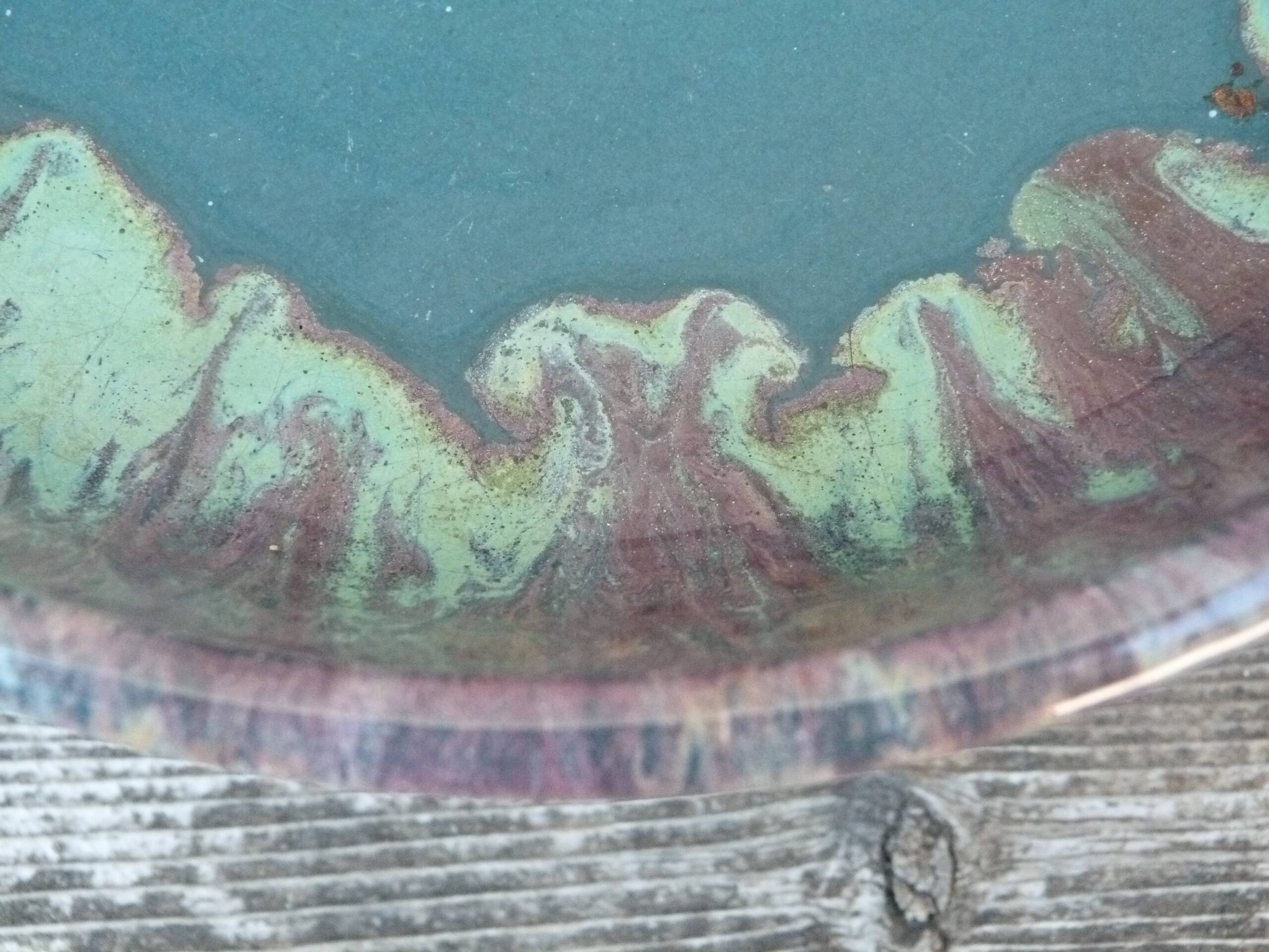 Vintage fruit bowl cab ceramic from bordeaux in green terracotta.
