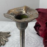 Pair of metal flower candlesticks