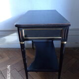 Console style Louis XVI 2 tiroirs patiné noir.