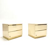 Pair of lacquer and brass bedside tables Éric Maville 1970