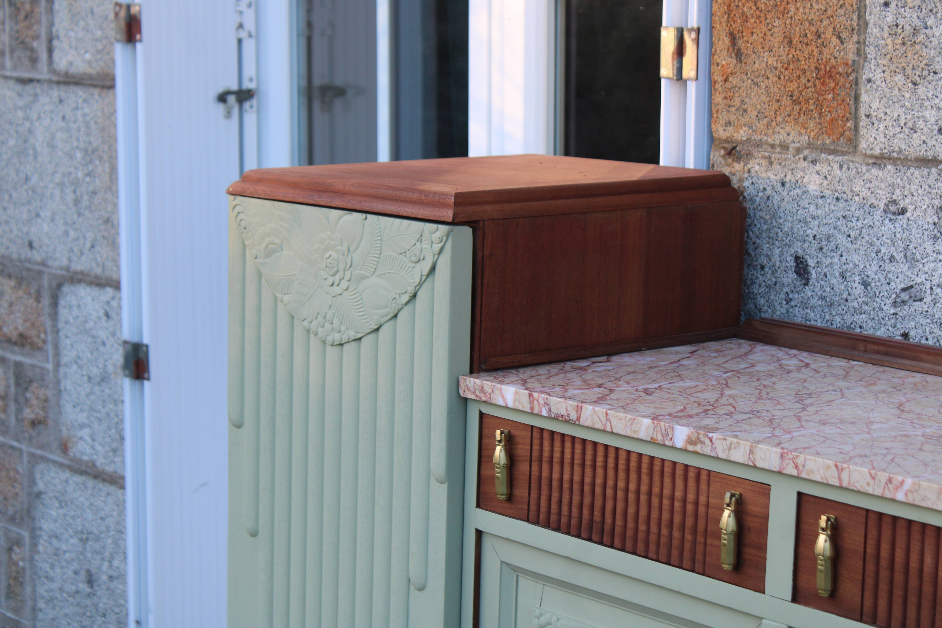 Renovated antique Art Deco sideboard – Lizard Green (Pure & Paint)