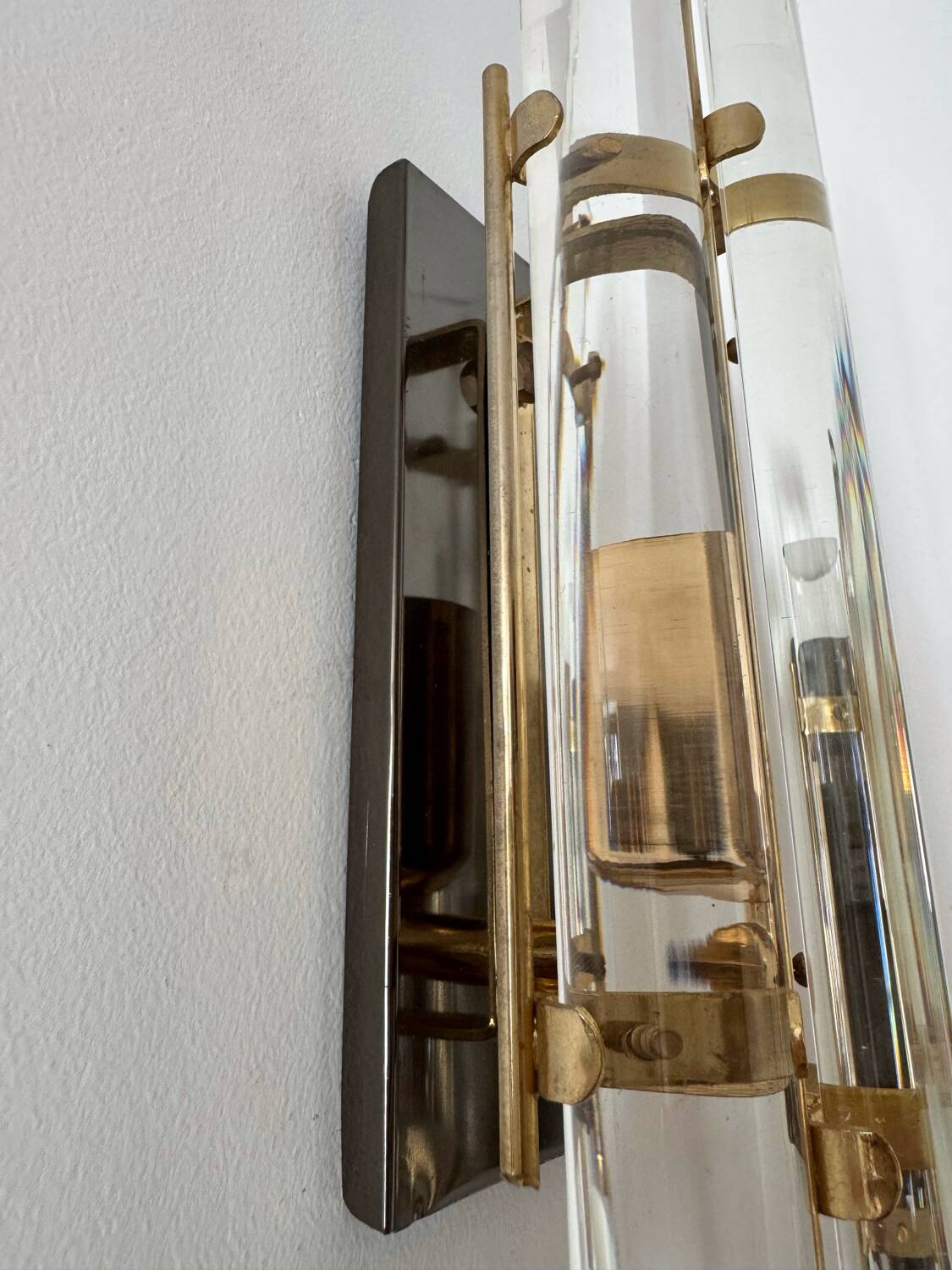 Crystal baguette wall lights from the 80s