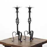 Pair of two large Vintage Brutalist Mid-Century Candlesticks