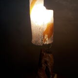 Murano glass lamp Italy 1970 foot root exotic wood