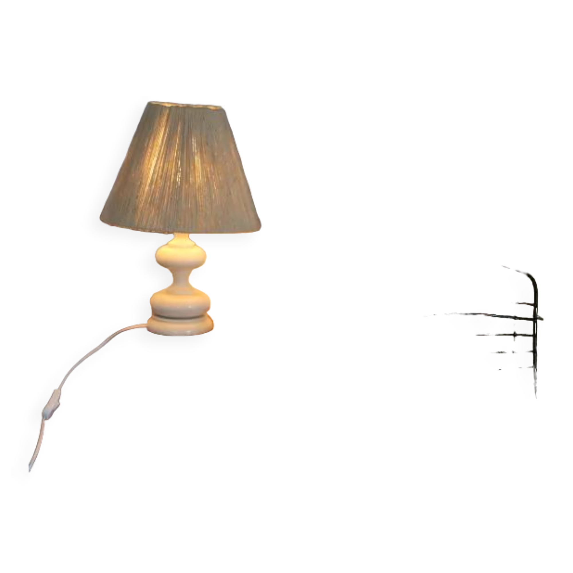 White wood lamp with rope shade