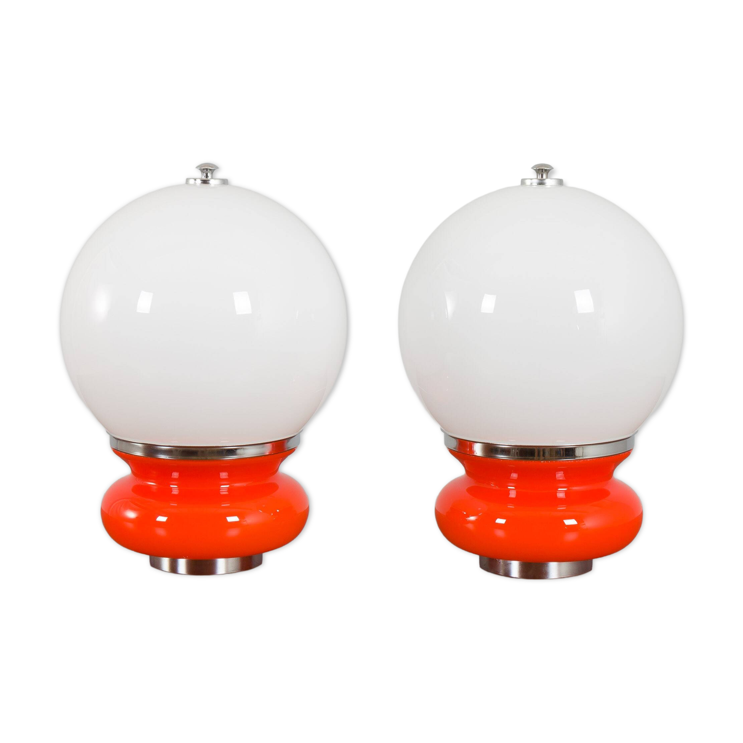 Pair Italian Space Age Mazzega Murano glass table lamps