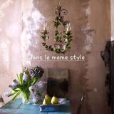 Painted metal and porcelain chandelier