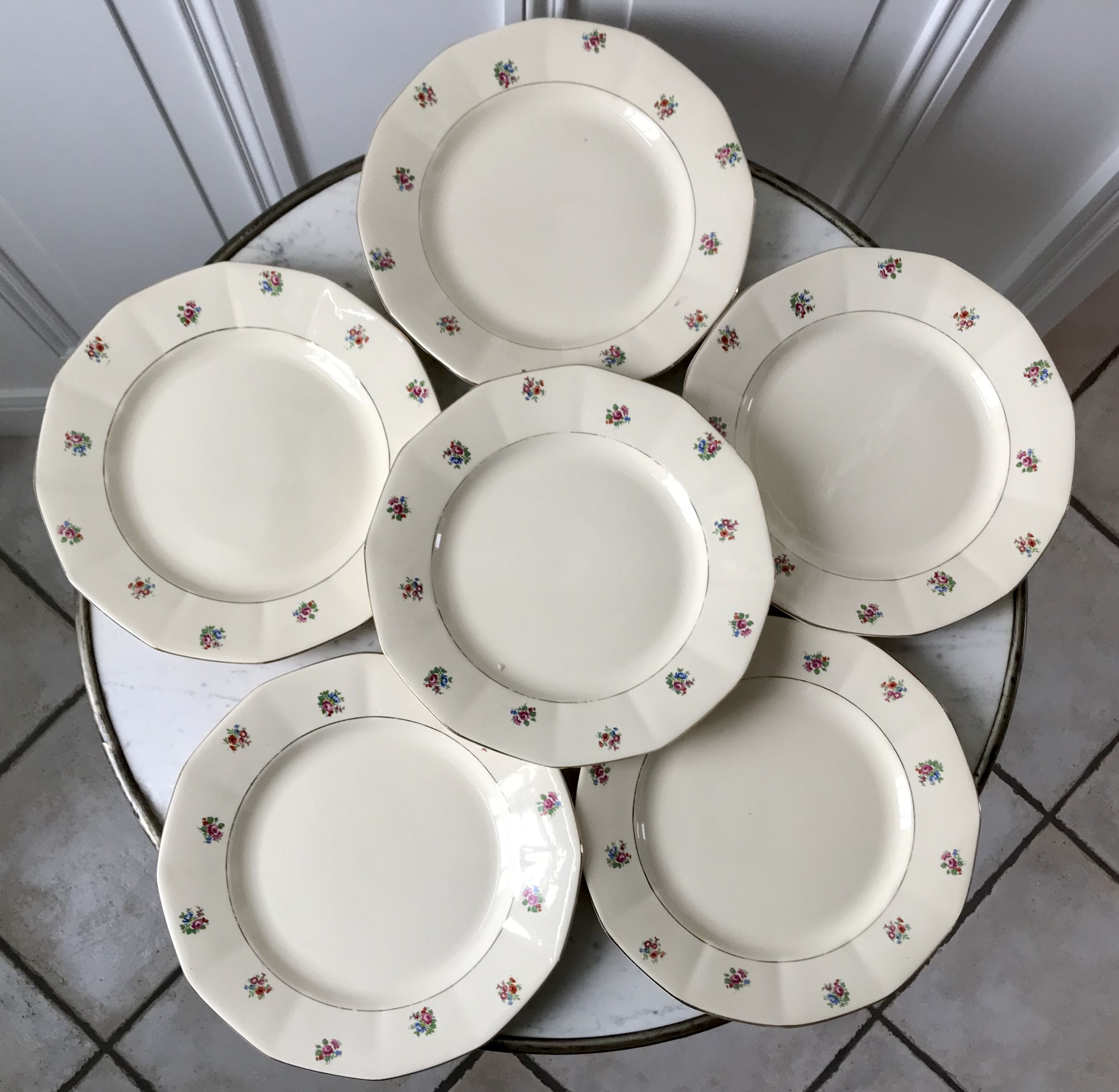 Set of 6 flat plates Digoin Sarreguemines years 40-50