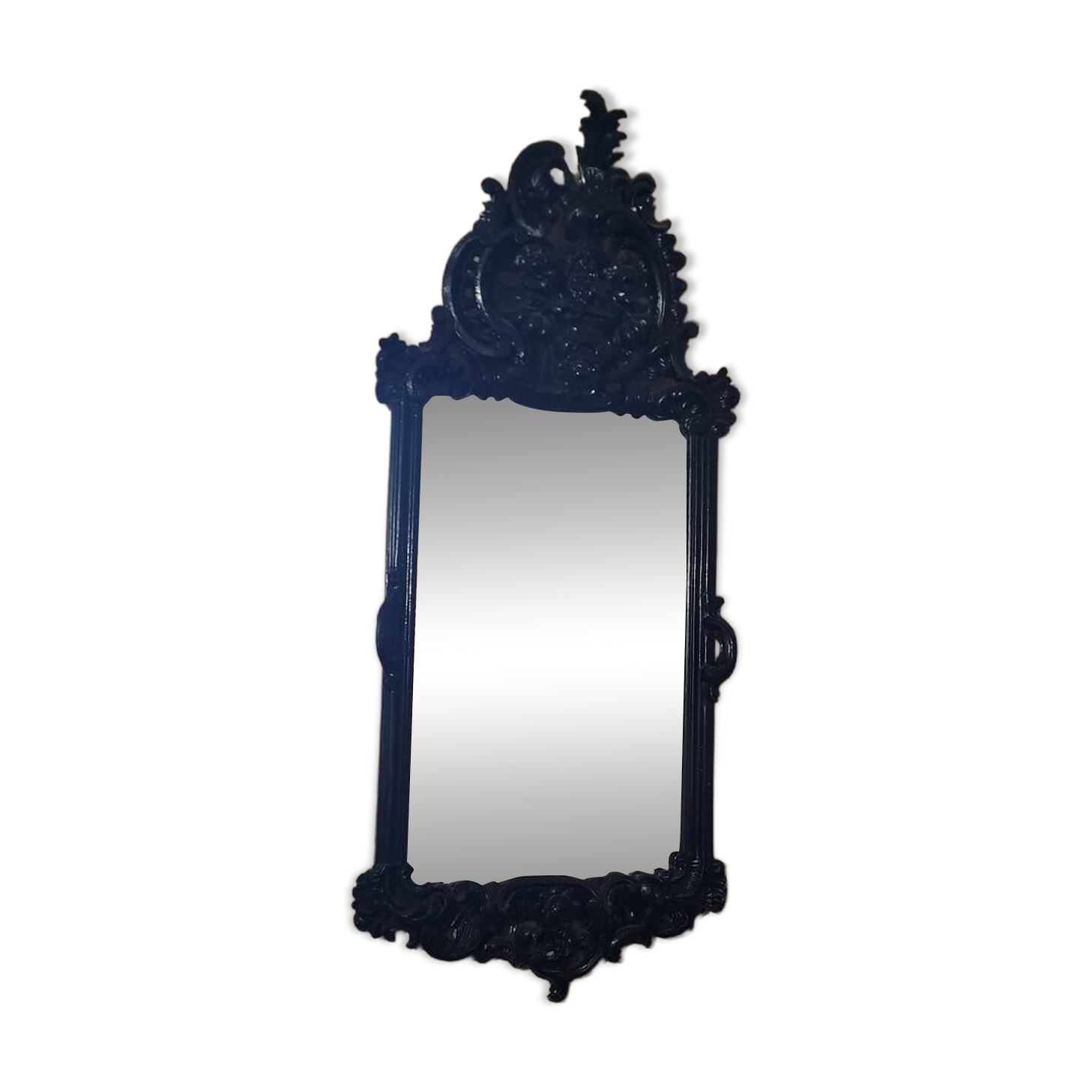 Mirror with carved wooden pediment, late 19th century