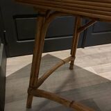 Hairdresser, vintage rattan desk, in the style of Audoux Minet.