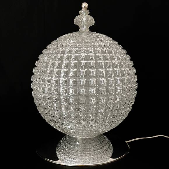 Pair of large 38 cm molded glass lamps, 1960