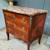 Transitional marquetry chest of drawers