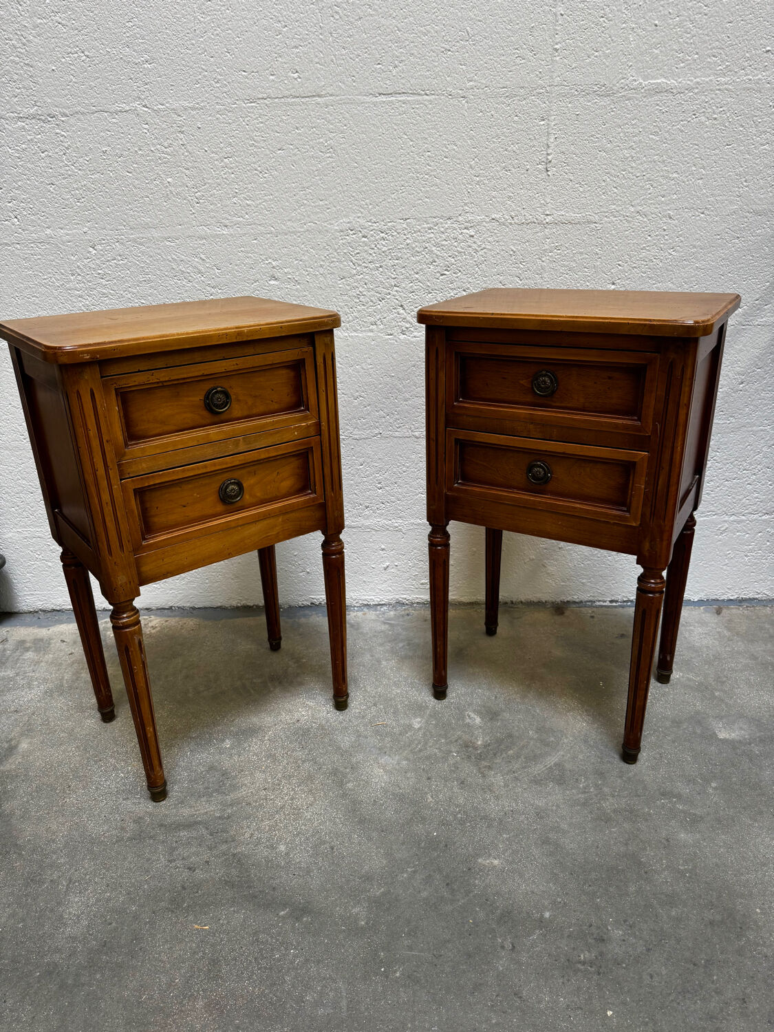 Pair of Louis XVI style bedside tables