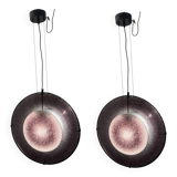 Set of 2 Vintage Mila Schön Murano Glass Pendant Lights, Italy, 1980s