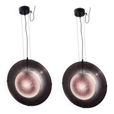 Lot de 2 suspensions vintage Mila Schön en verre de Murano, Italie, années 1980