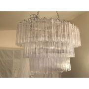 Oval transparent “tronchi” murano glass chandelier