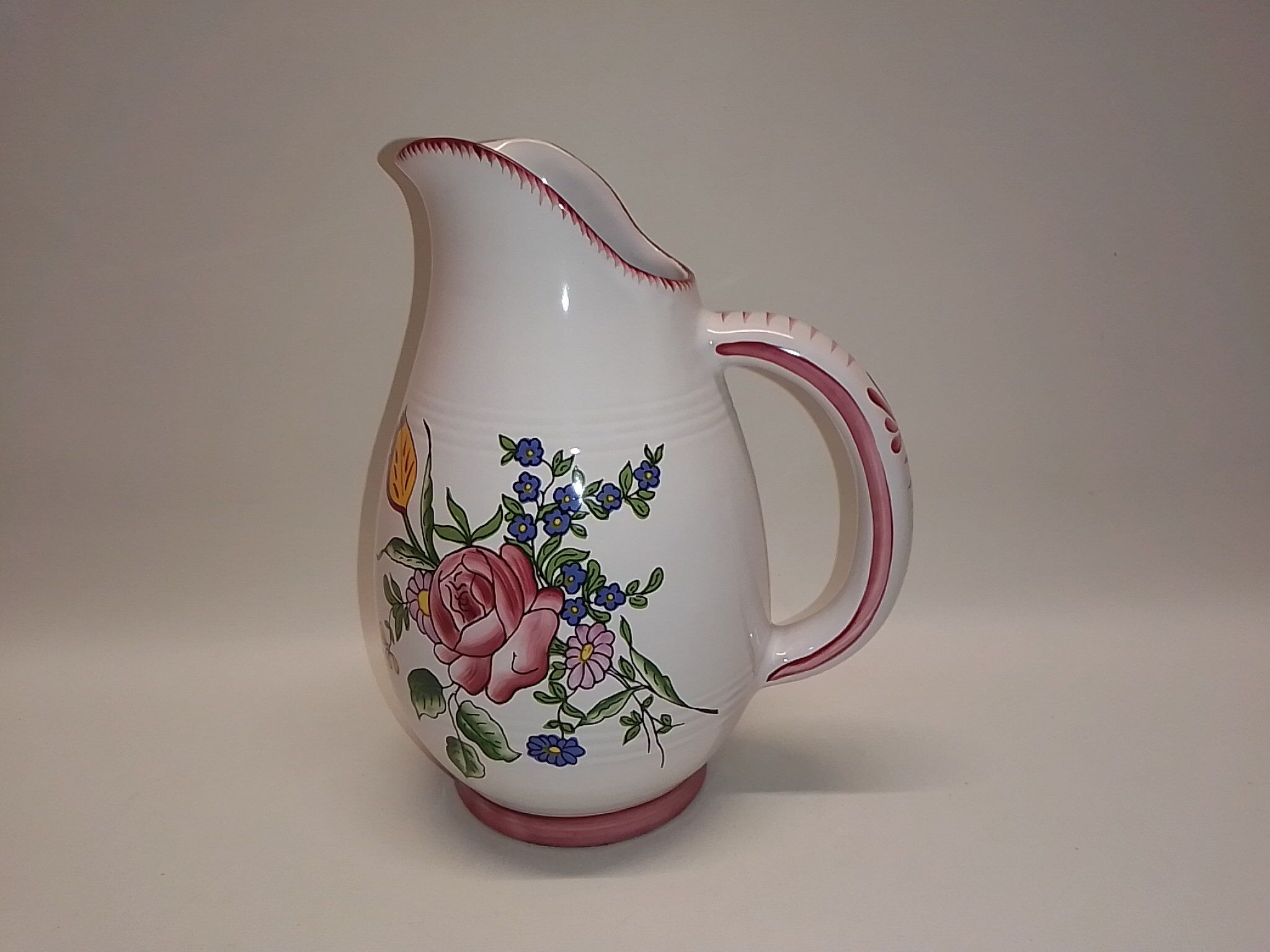 Ceramic jug Roullet Renoleau floral decoration