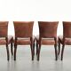 Set of 4 cognac-coloured cowleather dining chairs with decorative nails