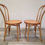 Pair of curved wooden bistro chairs