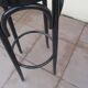 Stool high wood curve blackened with pattern