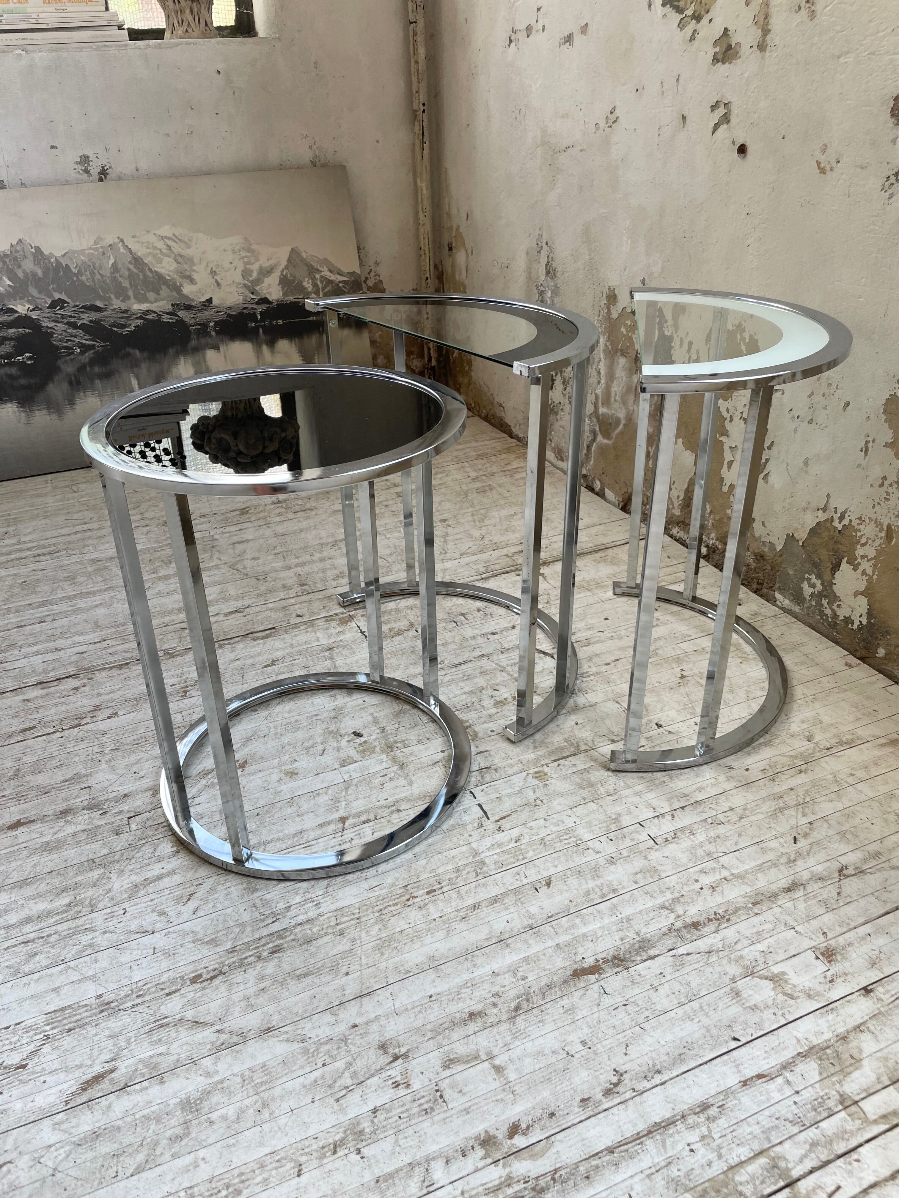 Trio of 70s chrome consoles