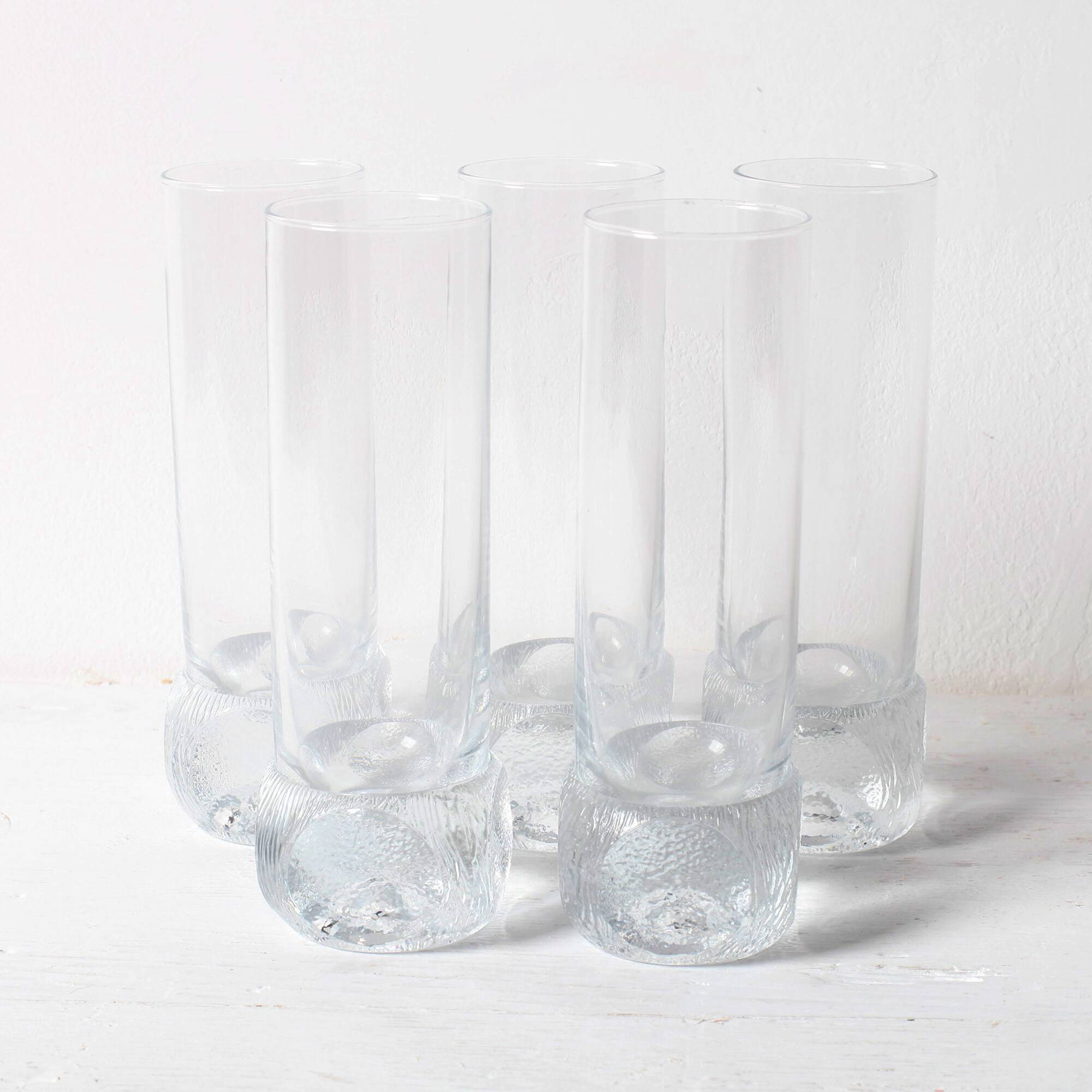 Set of 5 Mid-century Clear Crystal Tumblers / Italy / 1980s