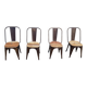 Set of 4 metal chairs with teak seat